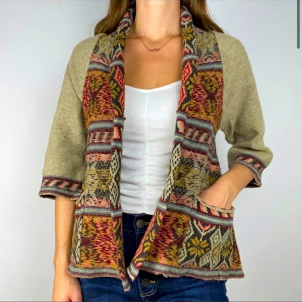 Free People Wool Blend Aztec Cardigan